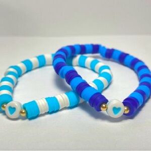 Blue clay bead bracelets